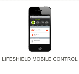 iPhone displaying Lifeshield mobile control smartphone app