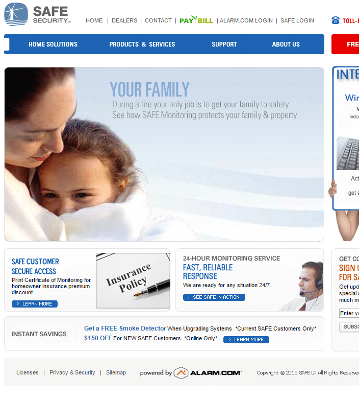 safe-home-security-website-screenshot