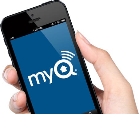 myQ smartphone app displayed on iphone
